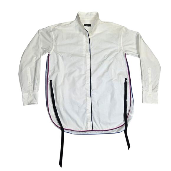 rag & bone Tops - RAG & BONE Womens White Cotton Split Sides Button Up Shirt Longsleeve Size Large